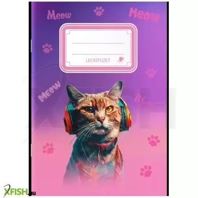 ICO Süni: Rózsaszín leckefüzet cica mintával, A5