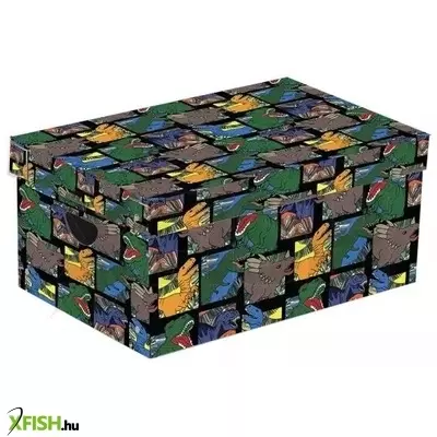 Dinó mintás tárolódoboz, 16 cm magas