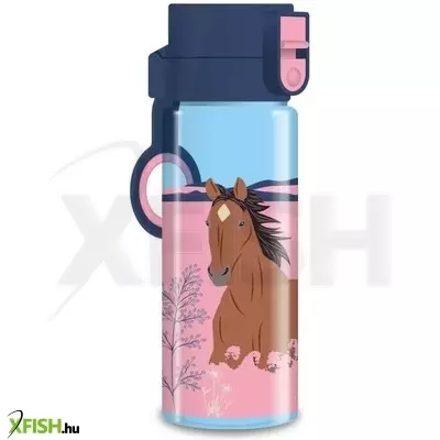 Wild and Free: Rózsaszín műanyag kulacs ló mintával - 475 ml