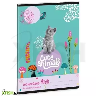 Cute Animals: Cica mintás leckefüzet, A5