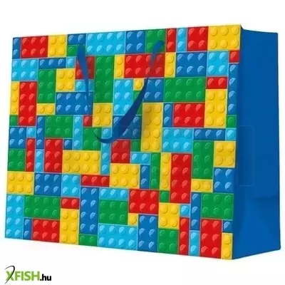 Színes LEGO kockák ajándéktasak - 33,5 x 26,5 cm, horizontális