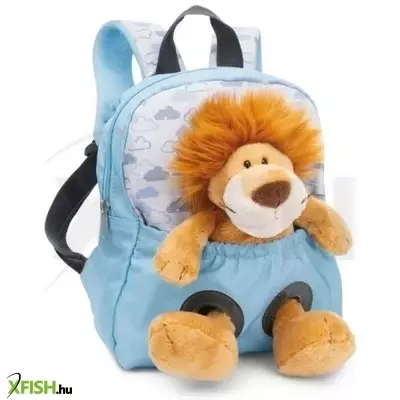 NICI: Hátizsák plüss oroszlánnal - világoskék, 25 cm
