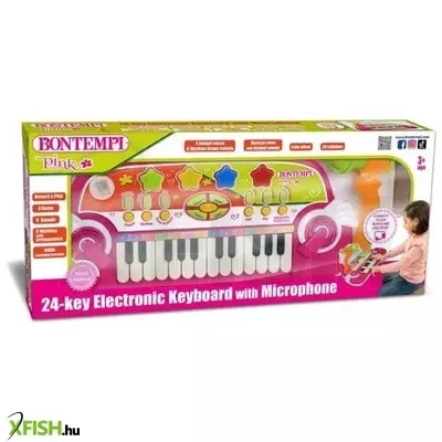 Bontempi: 24 billentyűs játékszintetizátor mikrofonnal - rózsaszín