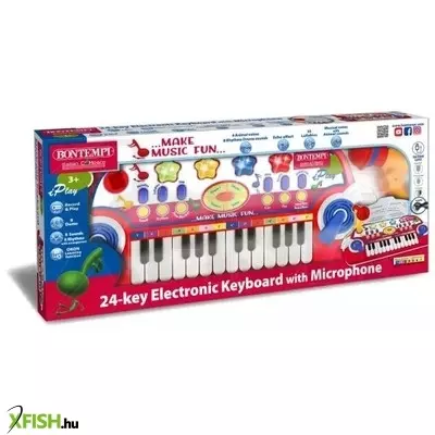 Bontempi: 24 billentyűs játékszintetizátor mikrofonnal - piros