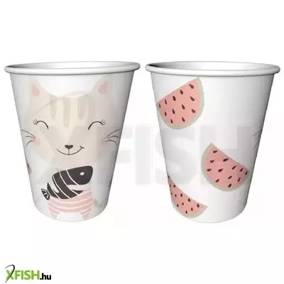 Lovely Friends: Papírpohár szett cica mintával, 240 ml - 6 db-os