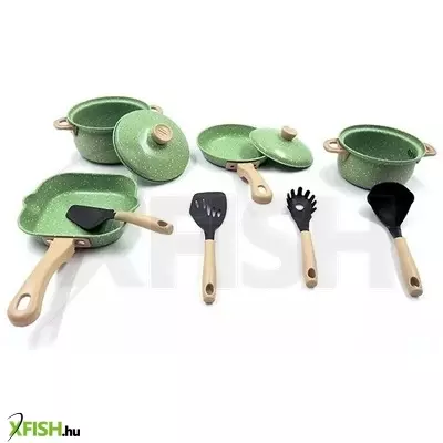 Konyhai edény szett, fém – zöld