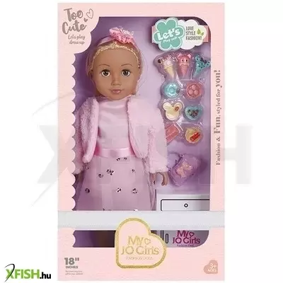 Játékbaba piknikezős étkészlettel - 45 cm