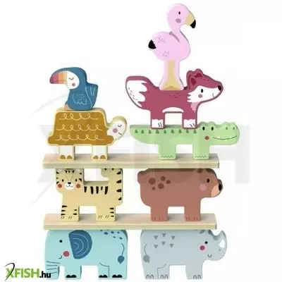 Tooky Toy: Fa toronyépítő játék – Szavanna