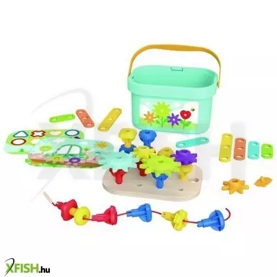 Tooky Toy: Fa építőkészlet vödörben - Kert