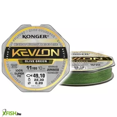 konger kevlon olive green x4 fonott előkezsinór 10m 0,12mm 10,1kg