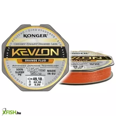 Konger Kevlon Orange Fluo X4 Fonott Zsinór 150m 0,14mm 14,5Kg
