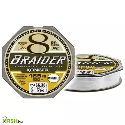 Konger Braider X8 Invisible Fonott Pergető Zsinór 150m 0,06mm 4,9Kg