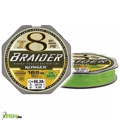 Konger Braider X8 Lime Green Fonott Zsinór 150m 0,08mm 7,6Kg
