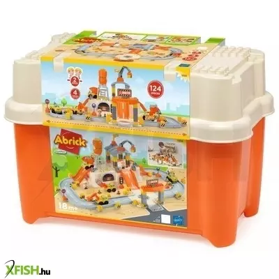 Abrick: Óriás autópálya építőszett tárolóval - narancssárga