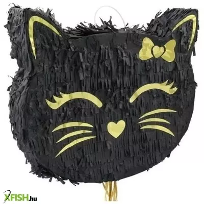 Fekete cicafej alakú pinata - 35 cm