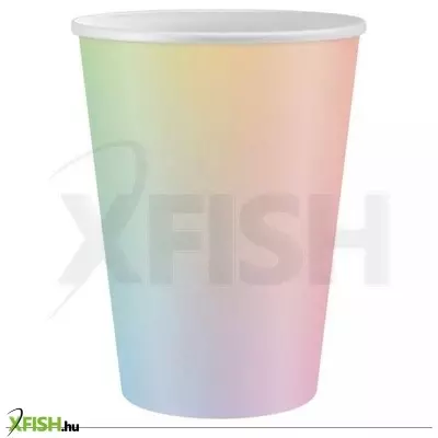 Szivárvány mintás papírpohár, 260 ml - 6 db-os