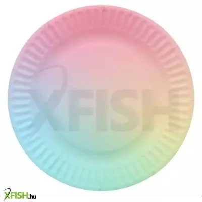 Szivárvány mintás papírtányér, 18 cm - 6 db-os
