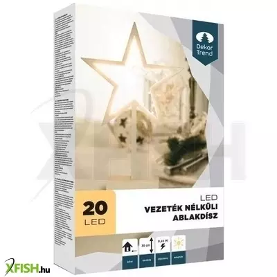 Dekortrend: Csillag ablakdísz, 20 LED, meleg fehér fényű
