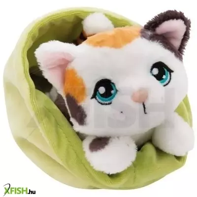 Nici: Foltos cica plüssfigura zöld kosárban - 12 cm