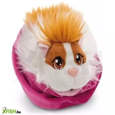 Nici: Fehér tengerimalac plüssfigura rózsaszín kosárban - 12 cm