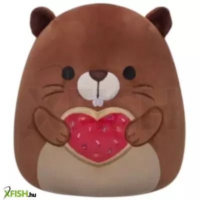 Squishmallows: Chip, a barna hód szívet tartó plüssfigura - 20 cm