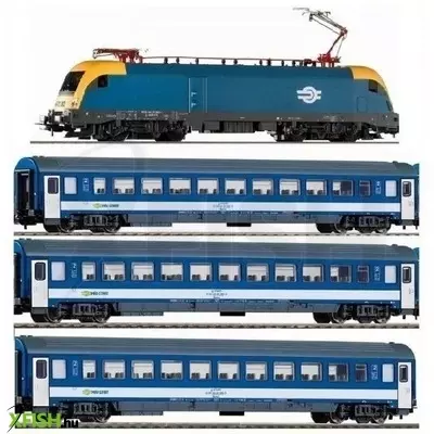 PIKO MÁV kisvasút kezdőkészlet, Taurus villanymozdony személyvagonokkal, ágyazatos sínnel - 57115