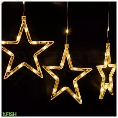 Dekortrend: Crystalline toldható csillag fényfüggöny, 90 LED, meleg fehér fény