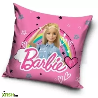 barbie: szivárványos párnahuzat, poliészter - 40 x 40 cm