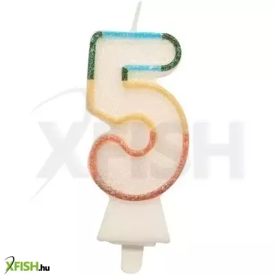 Színes számgyertya csillámmal, 8,5 cm - 5