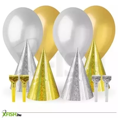 Partikiegészítő szett, arany-ezüst - 12 db-os