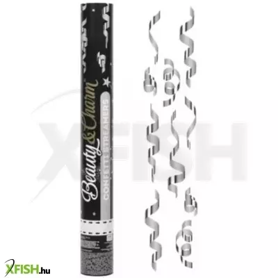 Konfettiágyú ezüst színű szalagokkal - 40 cm