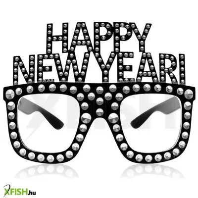 Partiszemüveg „Happy New Year felirattal - Fekete