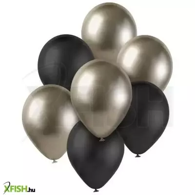 Beauty&Charm: Dekorációs lufiszett, pezsgőszín-fekete - 7 db-os
