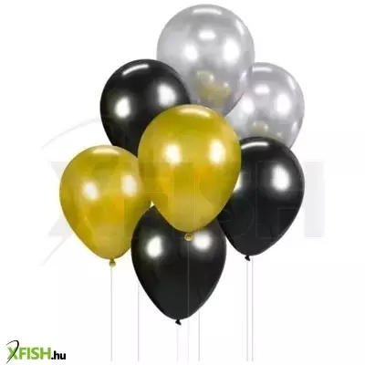 Beauty&Charm: Dekorációs lufi, arany-ezüst-fekete - 7 db-os