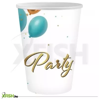 Papírpohár „Party felirattal, 250 ml - 6 db-os