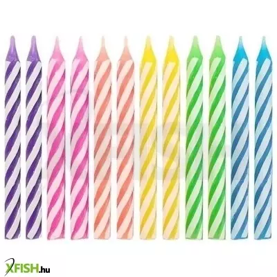 Színes születésnapi gyertya készlet csavart mintával, 6 cm- 24 db-os
