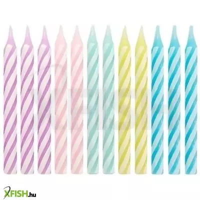 Pasztell színű születésnapi gyertya készlet csavart mintával, 6 cm - 24 db-os