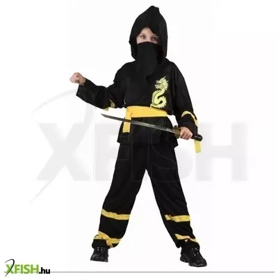 Fekete ninja jelmez - 120-130 cm