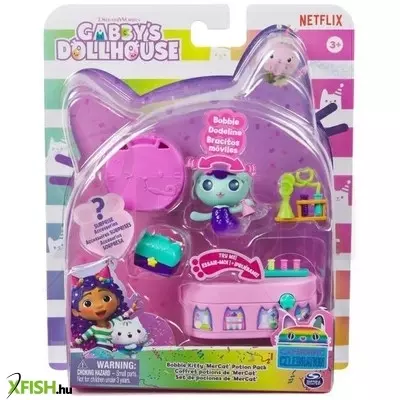 Gabi babaháza: Bólogató cicafigura és babaházbútor játékszett - többféle