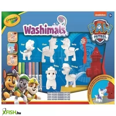 Crayola Washimals: Kimosható Mancs őrjárat figura matricákkal - 5 db-os