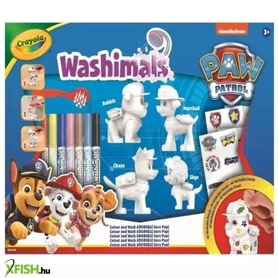 Crayola Washimals: Kimosható Mancs őrjárat figura matricákkal - 4 db-os