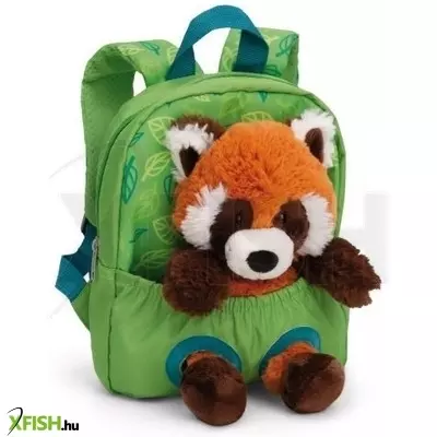 NICI: Hátizsák vörös panda plüssfigurával, zöld - 21 x 26 cm