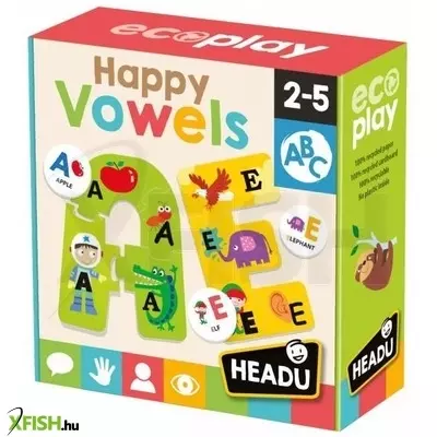 Headu: Vidám magánhangzók betűkártya és kirakó - angol nyelvű