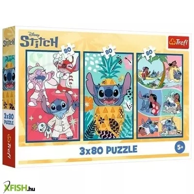 Trefl: Stitch világa - 3 x 80 darabos puzzle