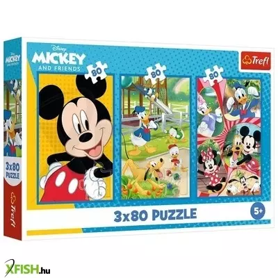 Trefl: Mickey egér és barátai - 3 x 80 darabos puzzle