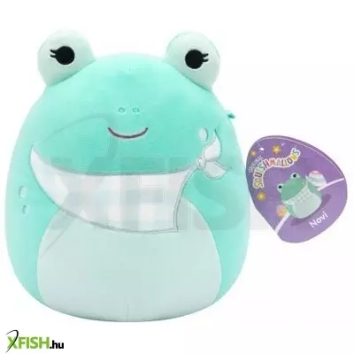 Squishmallows: Novi, a zöldeskék béka tarka kendővel - 20 cm
