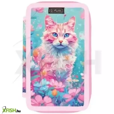 Herlitz: Cica mintás tolltartó, háromemeletes