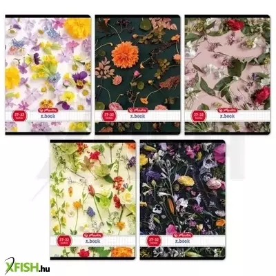 Virág mintás A5-ös négyzetrácsos füzet, 27-32 - többféle