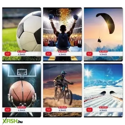 Sport mintás A4-es négyzetrácsos füzet - többféle