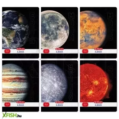 Bolygó mintás A4-es négyzetrácsos füzet - többféle